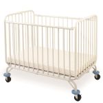 Deluxe Holiday Folding Metal Crib, Swivel Rubber Casters (2 Locking), Mattress 3x24x38